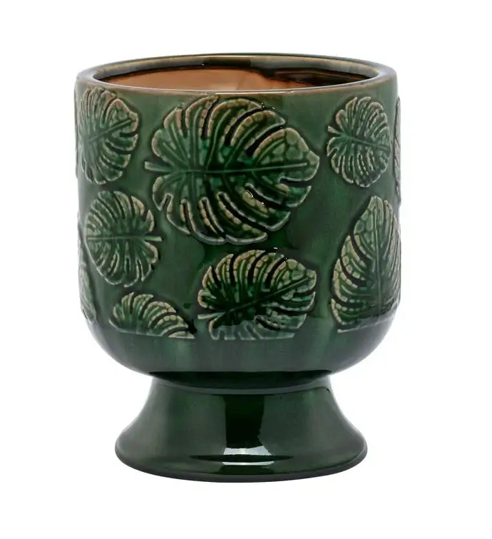 Leaf Pedestal Ceramic Planter