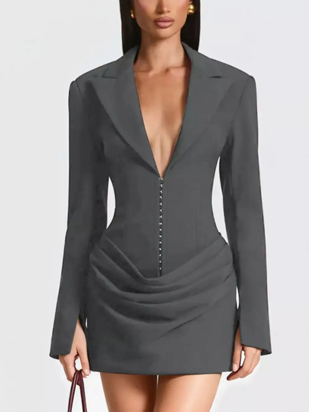 Balanced Detail Long Sleeve Mini Dress
