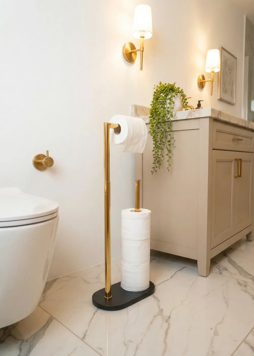 Melrose Toilet Roll Holder Black And Gold