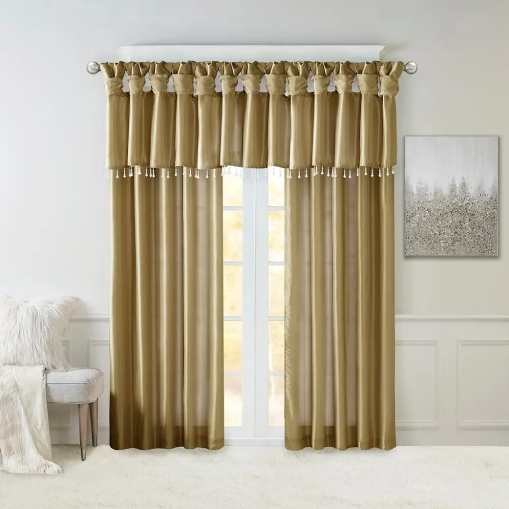 Contemporary Faux Silk Twist-Tab Curtain Panel