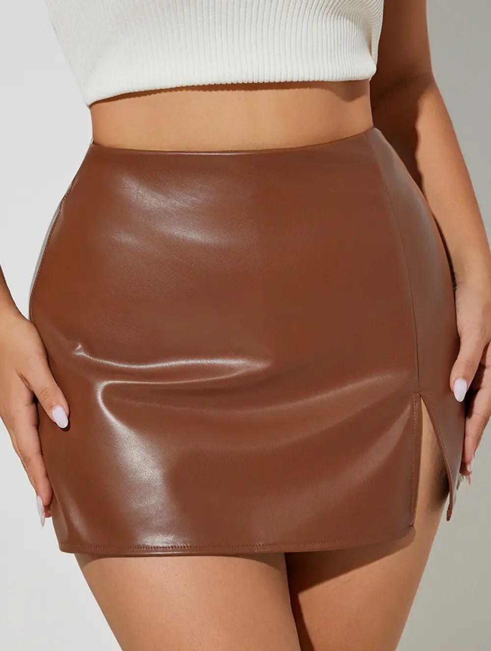 Slit Hem Bodycon Mini Skirt