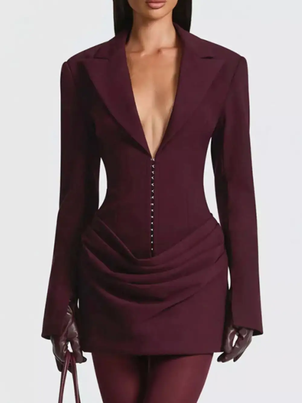 Balanced Detail Long Sleeve Mini Dress