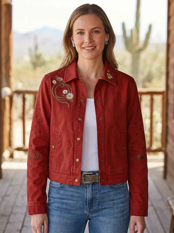 High Plains Cactus Lasso Embroidered Motif Women's Western Jacket