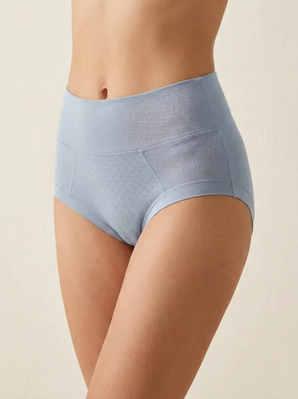 Classic High-Waisted Textured Cotton Detail Women's Panties
