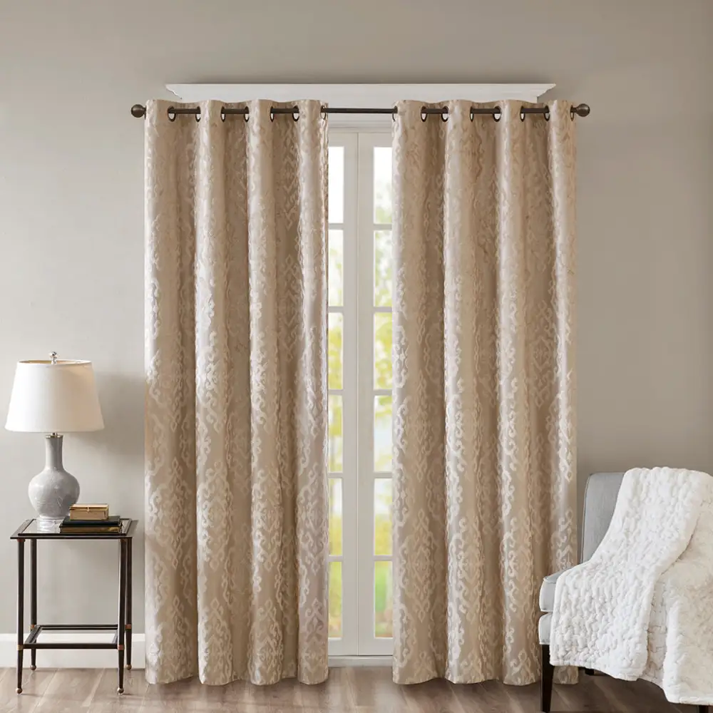 Classic Total Blackout Polyester Damask Grommet Curtain Panel