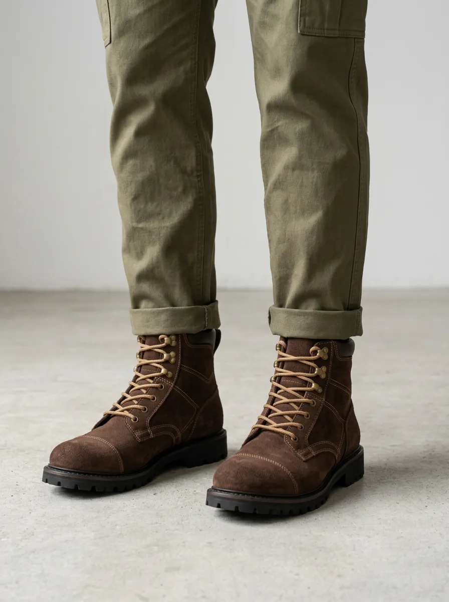 Unisex Suede Leather Lace-Up Work Boots