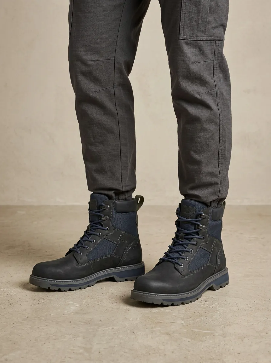 Unisex Everyday Tactical Outdoor Leather Print Work Boots