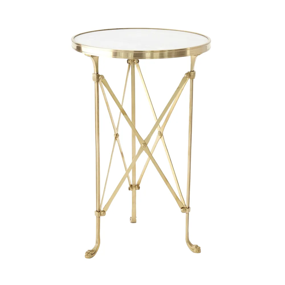 Marble Top Brass Detail Side Table