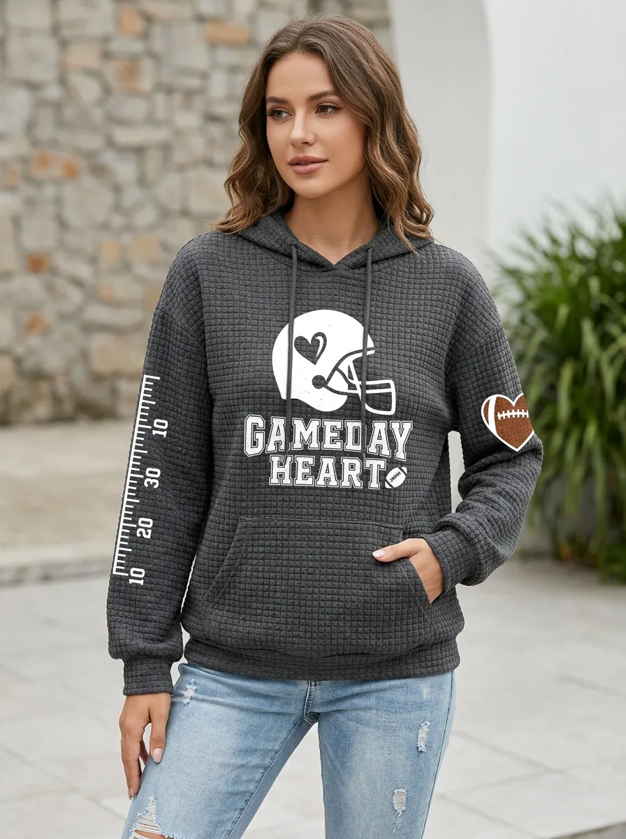 Women's Bold Gridiron Heart Helmet Ball Graphic Hoodie