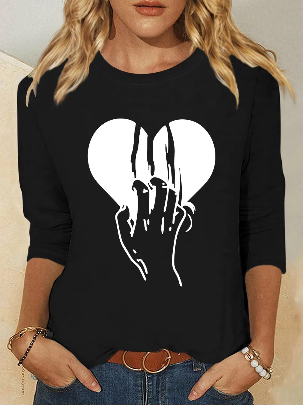 Hand & Heart Print T-Shirt