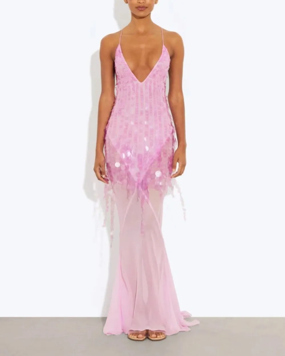 Sequin Sheer Mermaid Evening Gown