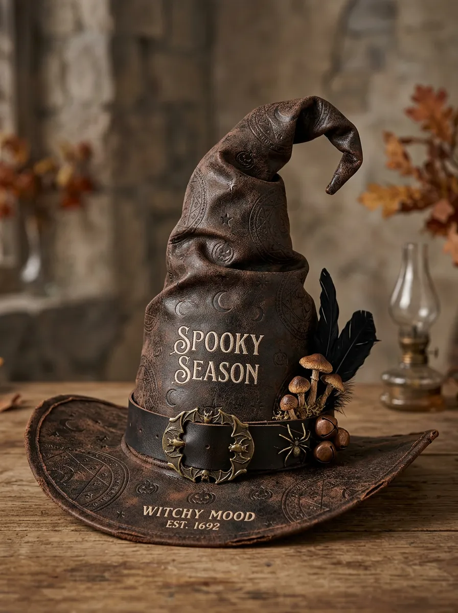 Classic Mushroom Feather Halloween Witch Hat