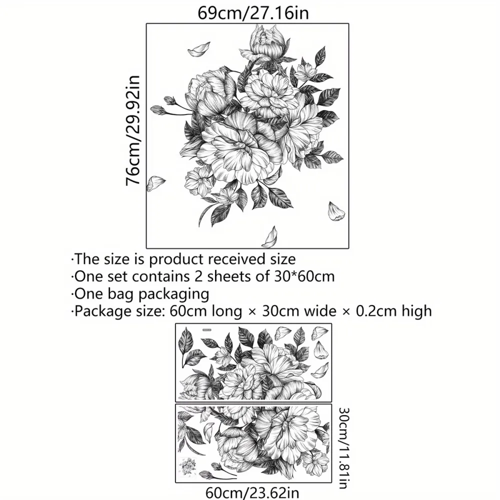 Black Floral Sketch Wall Decal