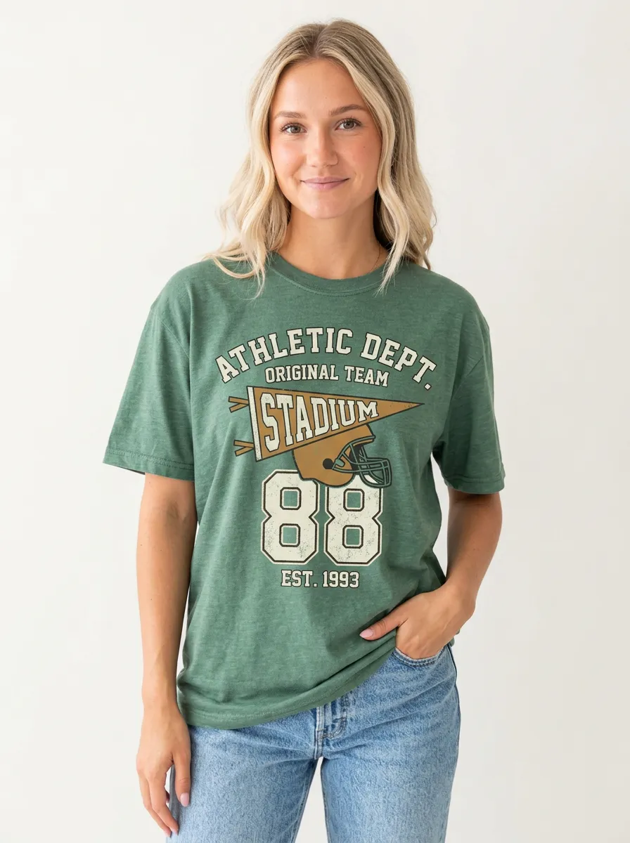 Women's Football Fan Athletic Dept Stadium 88 Printed T-shirt