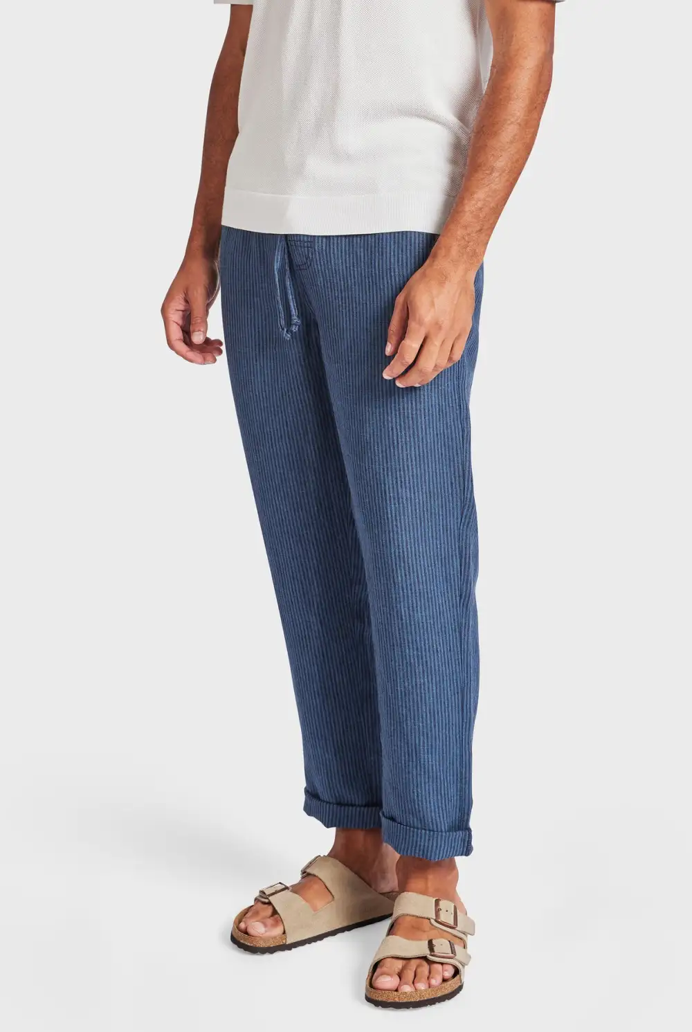 Relaxed Fit Linen Blend Drawstring Trousers