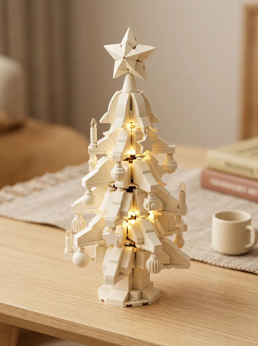 White Brick Building Block LED Christmas Tabletop Tree