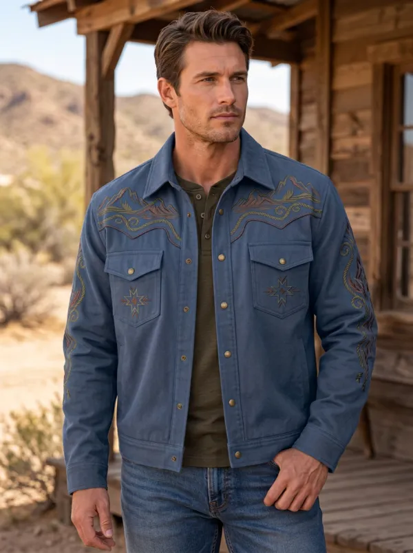 Desert Range Mountain Star Embroidered Style Men's Western Jacket