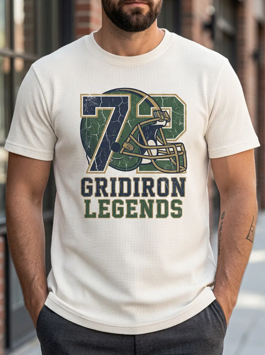 Men's Football Fan 72 Gridiron Legends Helmet Printed T-shirt