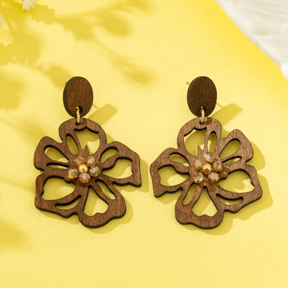 Wooden Floral Drop arrings