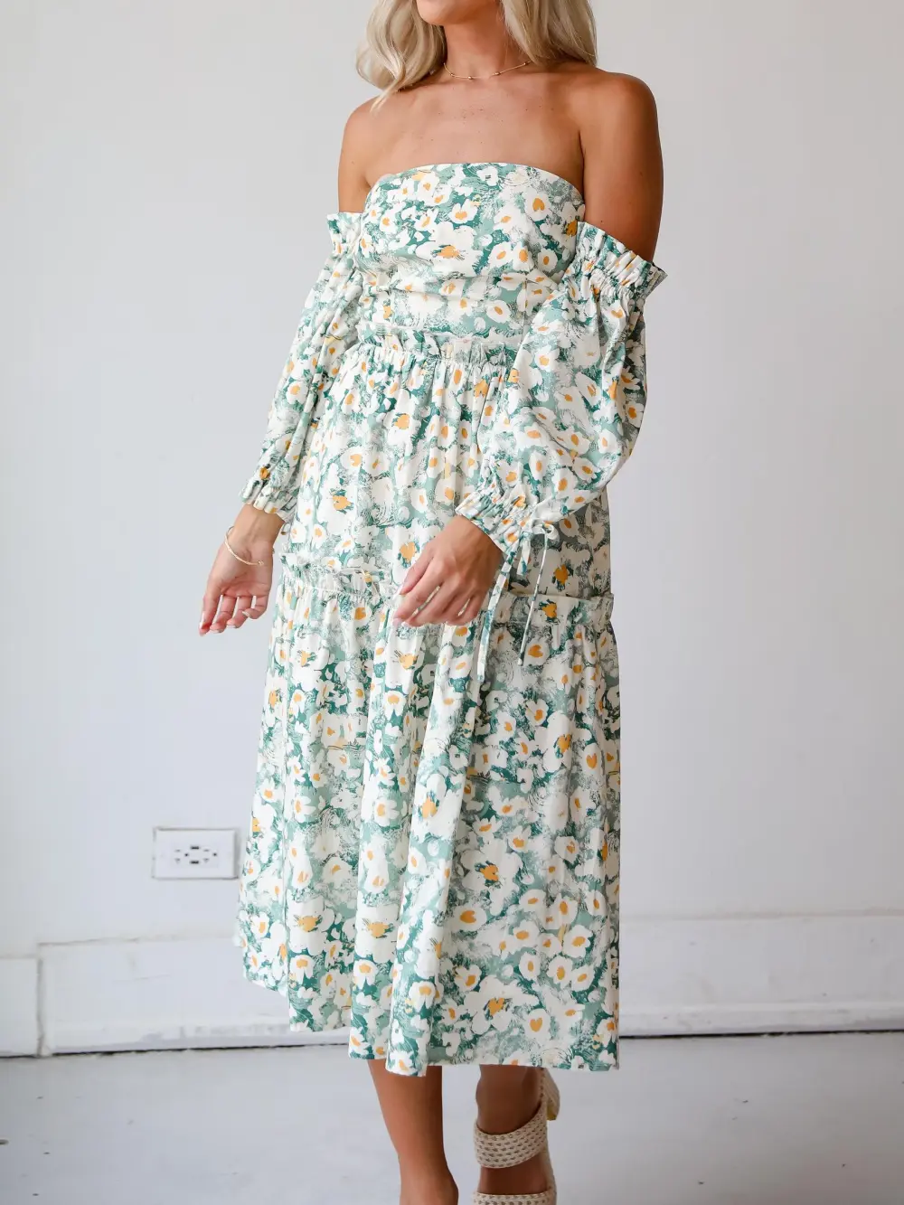 Floral Off-The-Shoulder Midi Dress
