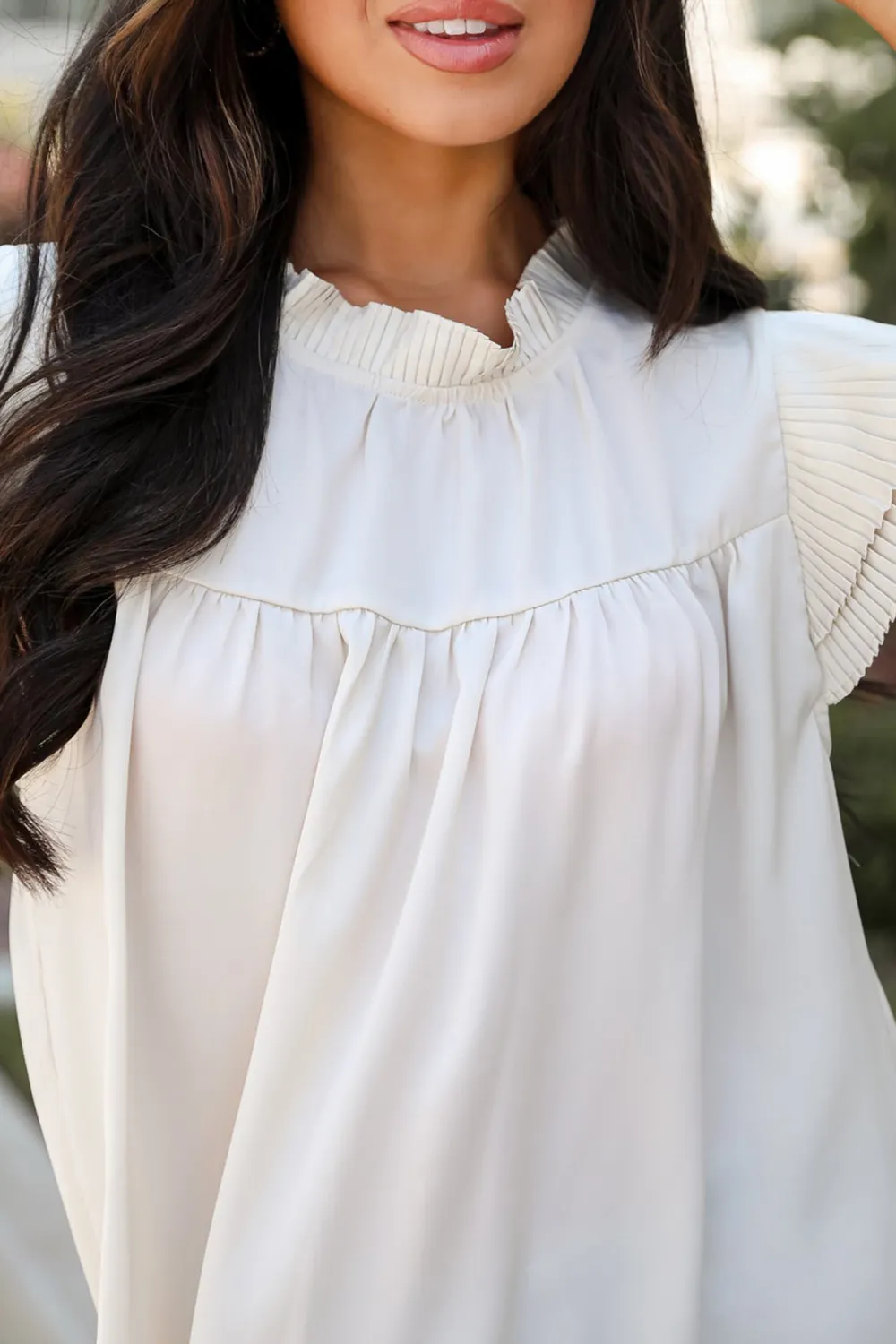Cream Ruffle Blouse