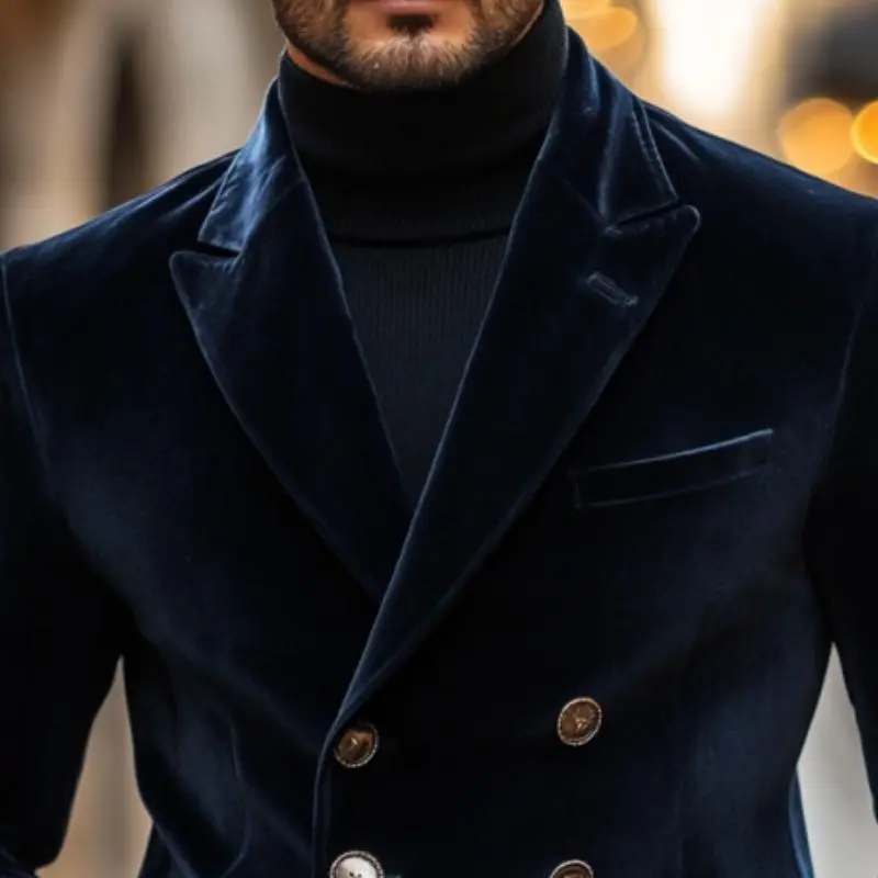 Velvet Structured Button Blazer