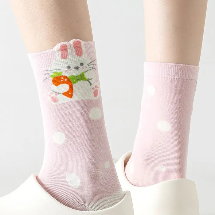Playful Animal Character Crew Socks