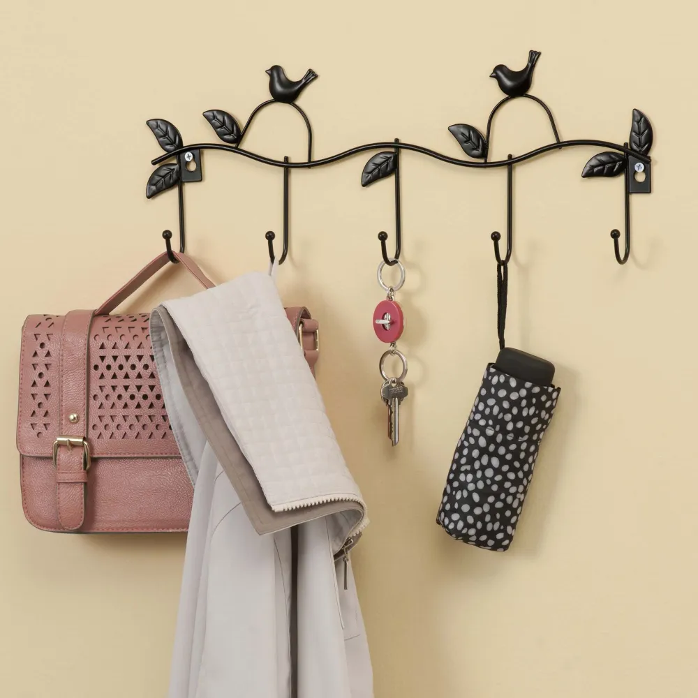 Bird Motif Entryway Hook Rack