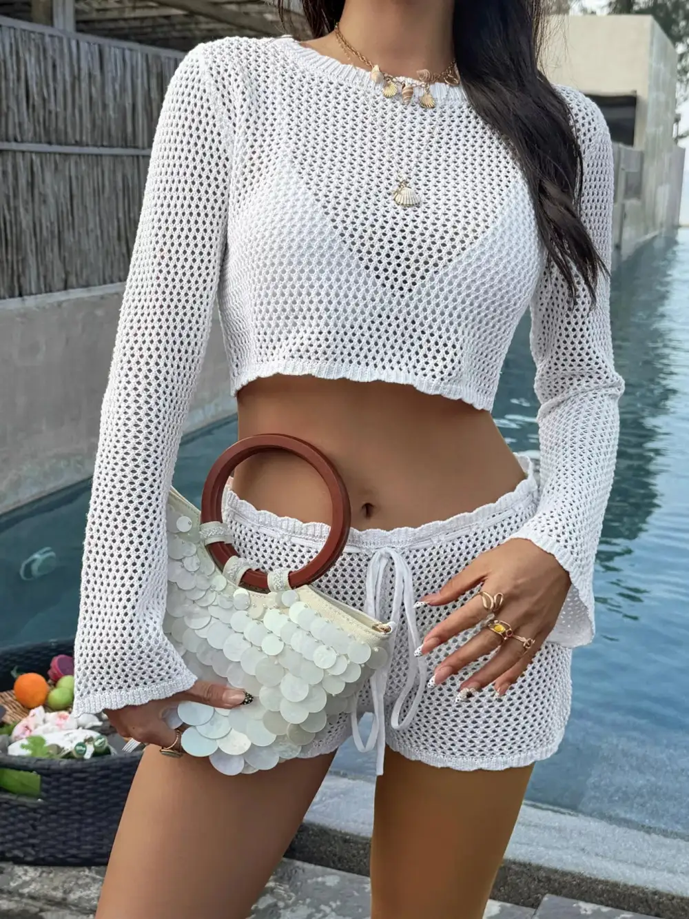 Crochet Knit Skirt Swim Cover Up
