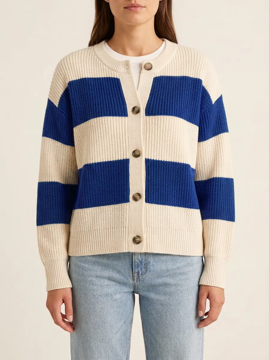 Everyday Distinctive Rugby Striped Knit Cardigan