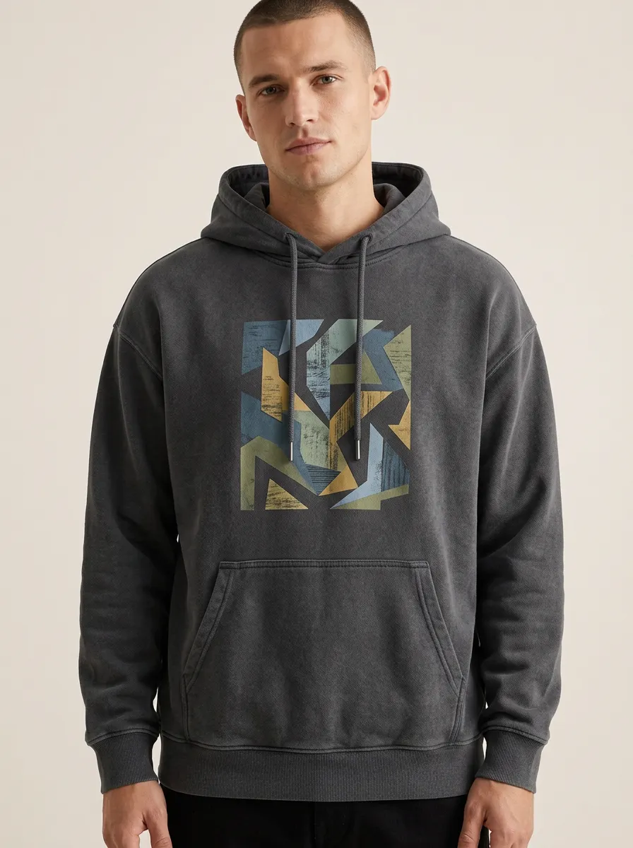 Men's Abstract Geometric Pattern Print Hoodie