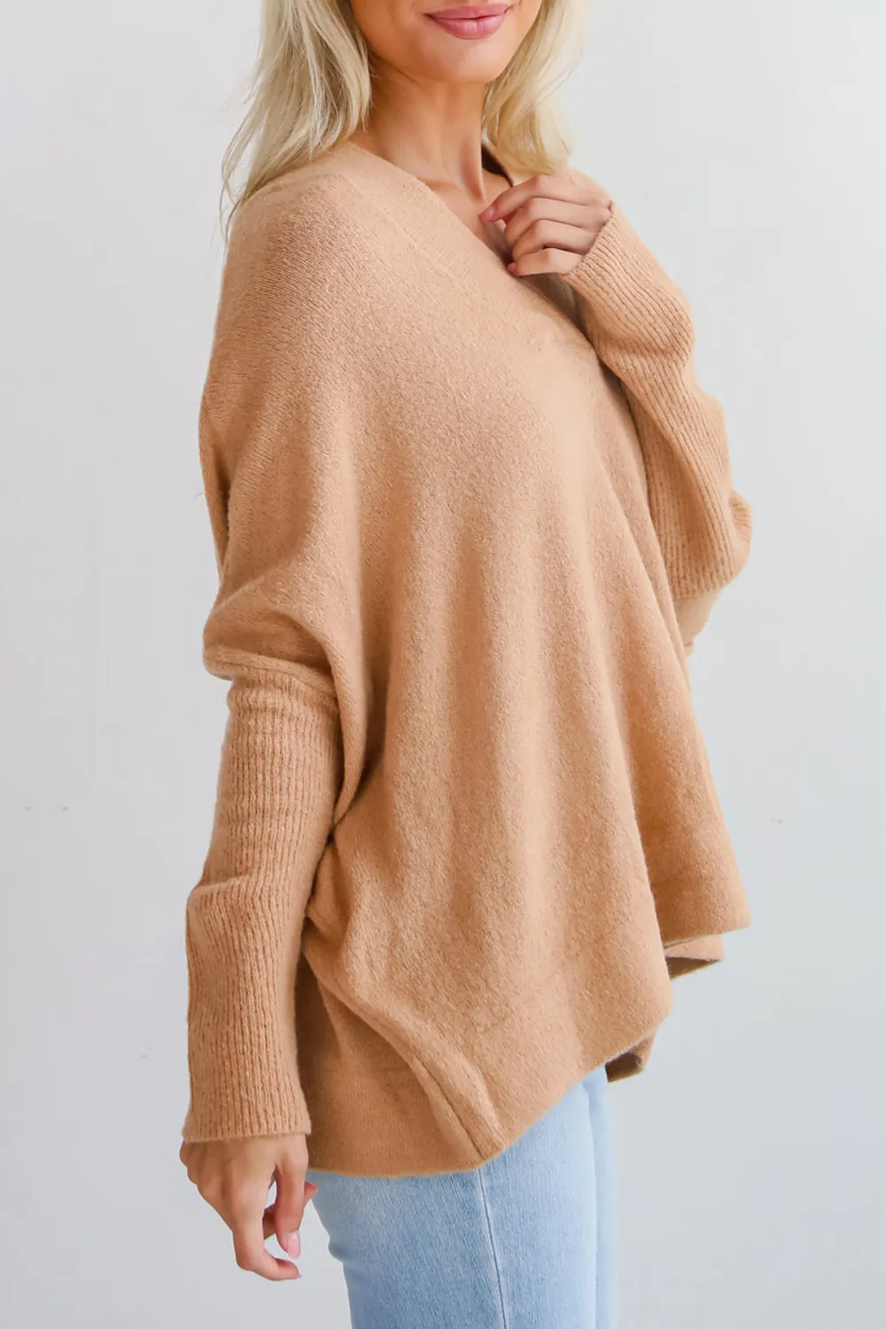 V-Neck Taupe Sweater