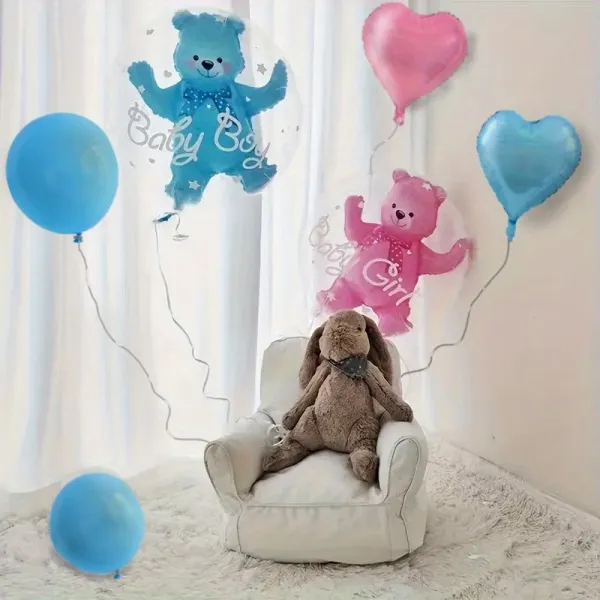 Teddy Bear Heart Balloon Set