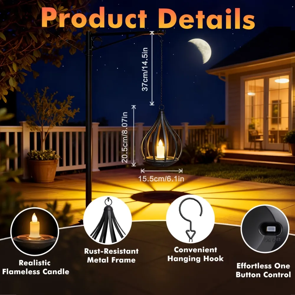 2 Pcs Candle-Style Solar Lantern Light