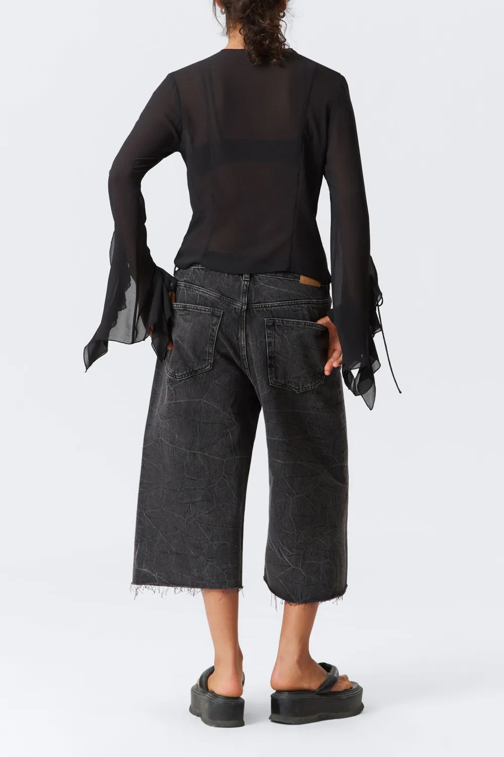 Ruffle Round Neck Long Sleeve Blouse