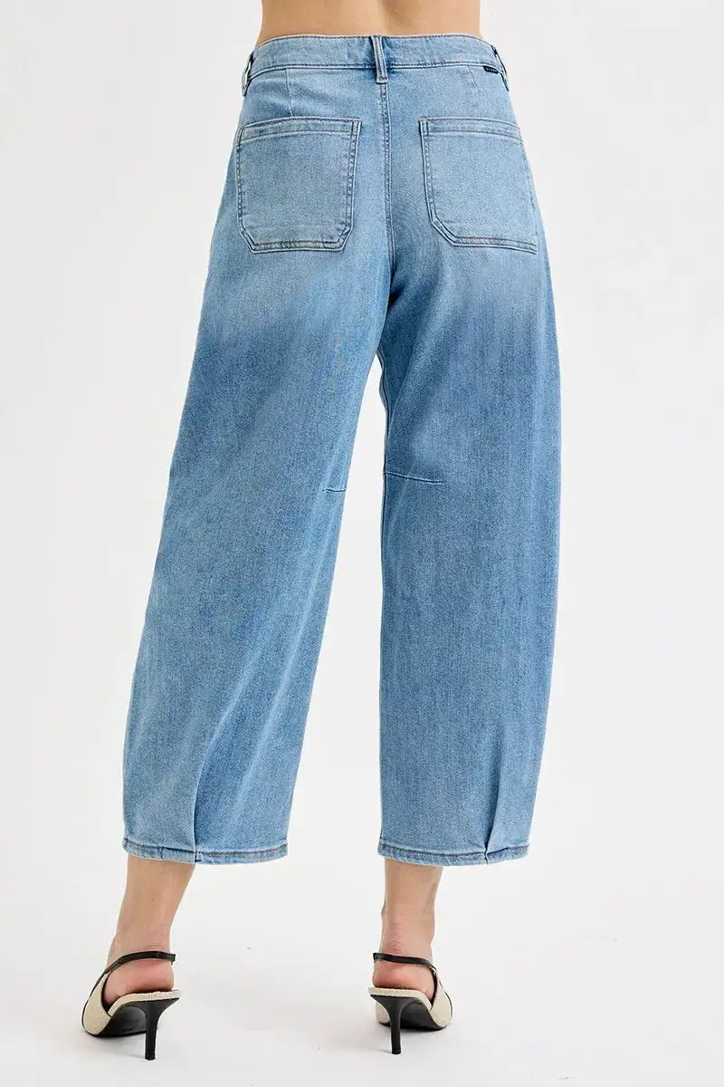 Modern Mid Rise Wide Leg Denim Jeans