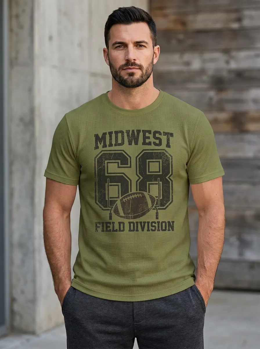 Men's Vintage Inspired Football Ball Crew Neck Graphic T-Shirt