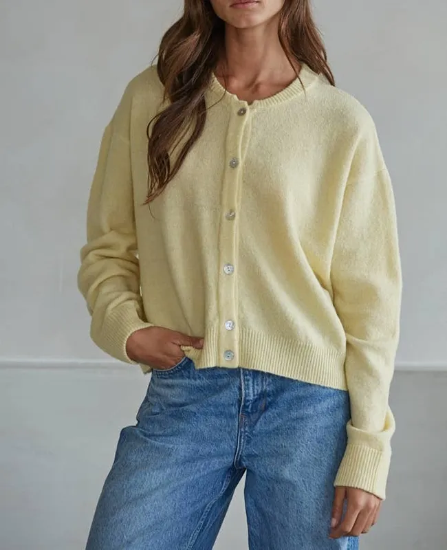 Yellow Knit Stretch Blend Relaxed Tee