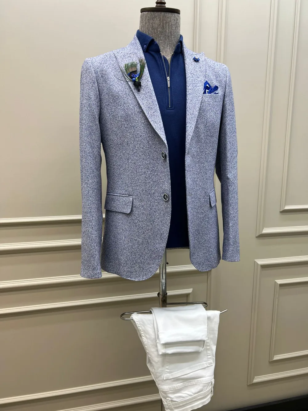 Classic Slim Fit Dot Detailed Blazer