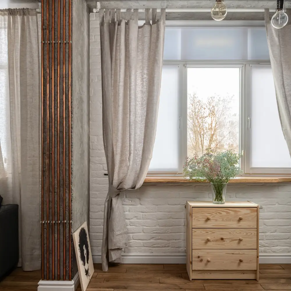 Tab Top Linen Curtain Panel