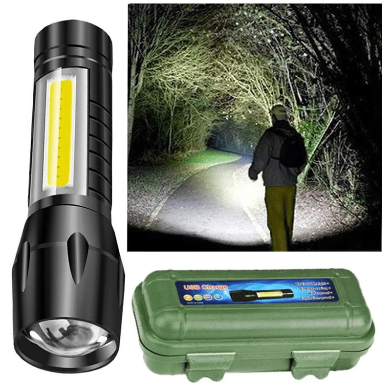 Torch Light Mini Aluminum Long Range Rechargeable Torch