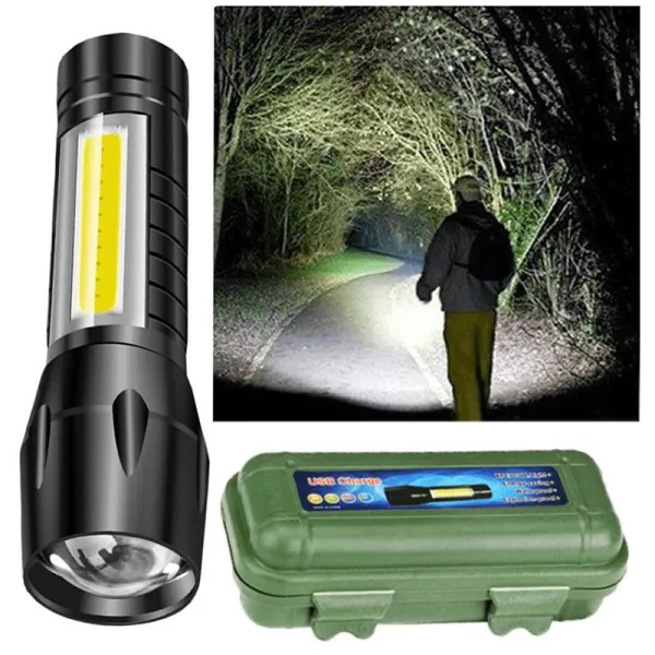 Torch Light Mini Aluminum Long Range Rechargeable Torch