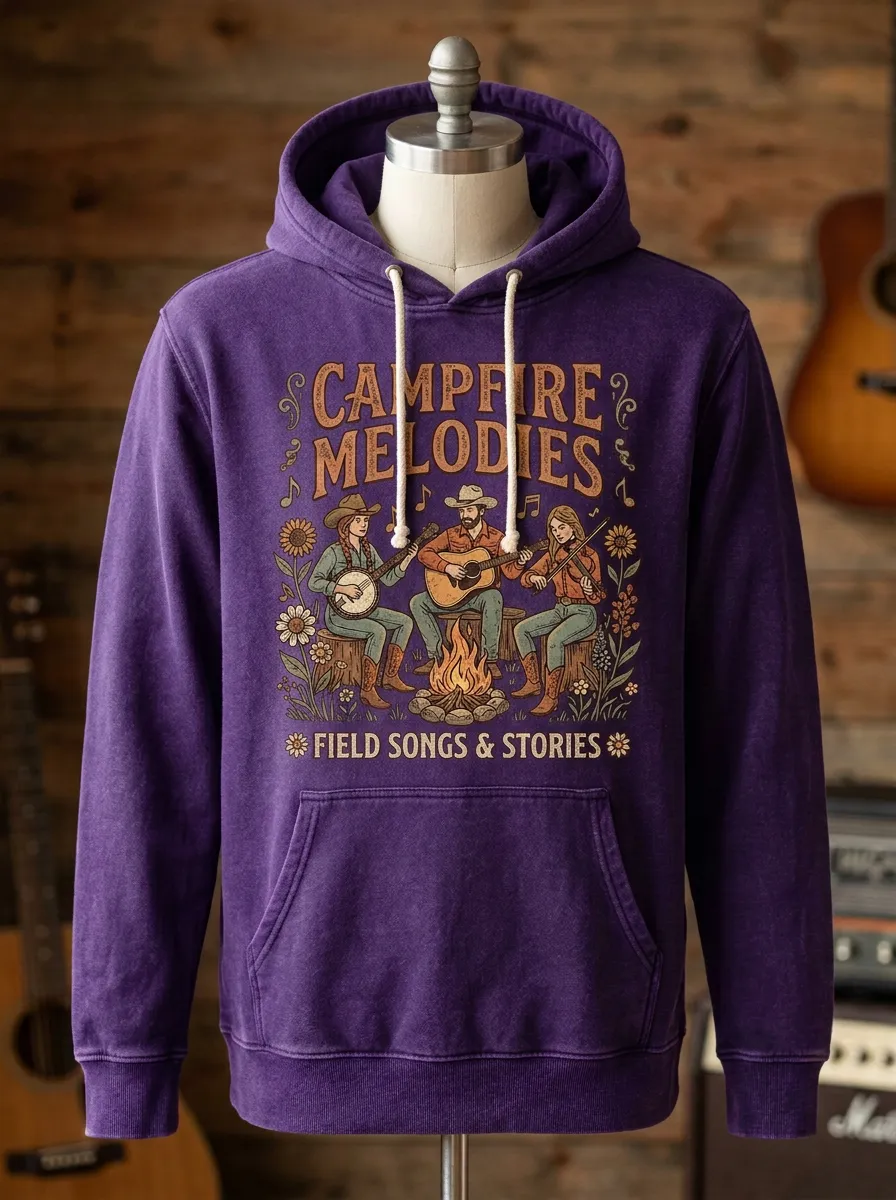 Rustic Campfire Unisex Country Music Printed Hoodie