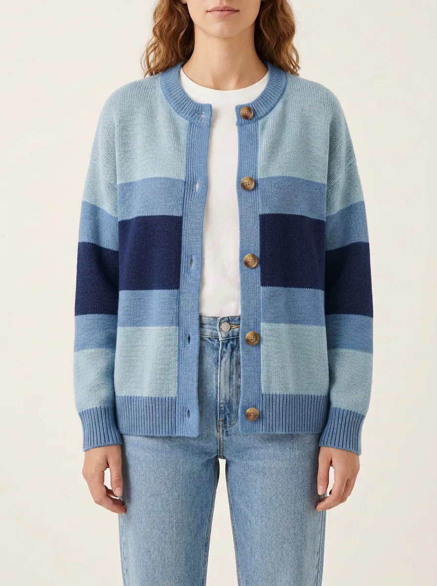 Rugby Striped Printed Cardigan