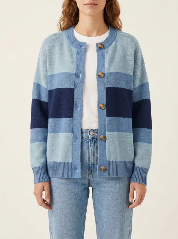 Rugby Striped Printed Cardigan