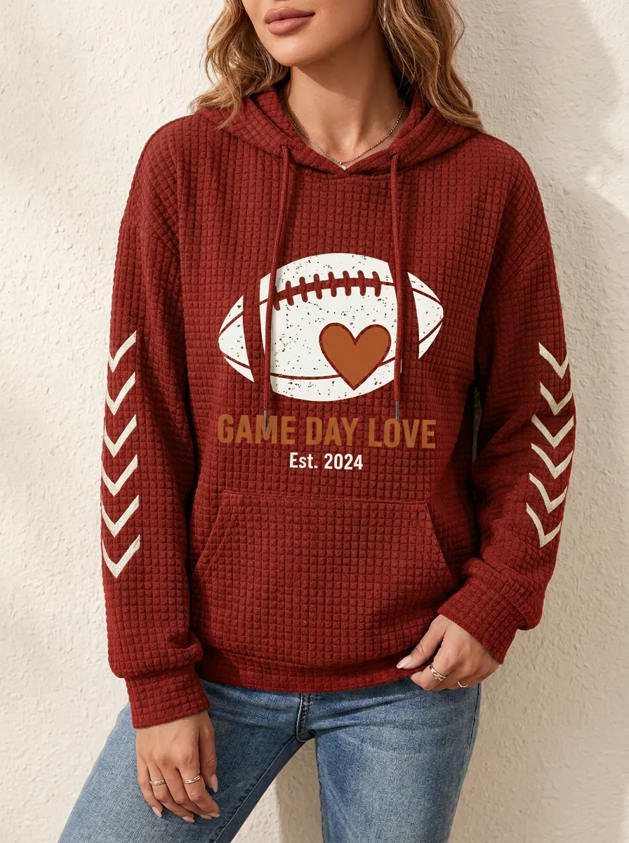 Women's Heritage Gridiron Day Heart Waffle Hoodie