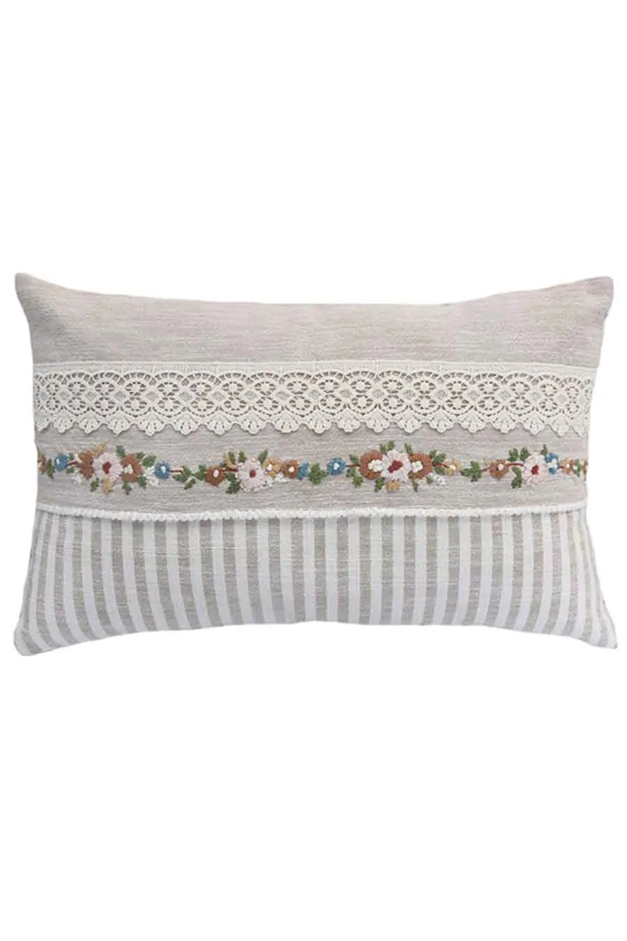 Artisan Motif Floral Textured Cotton Decorative Cushion Cover