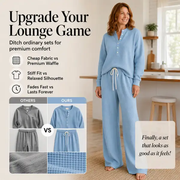 ⌛Limited-Time Offer-Women's Waffle Knit Lounge Set