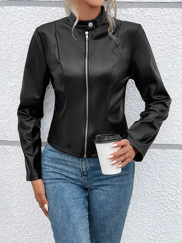 Zip Front Button Front Jacket Essential
