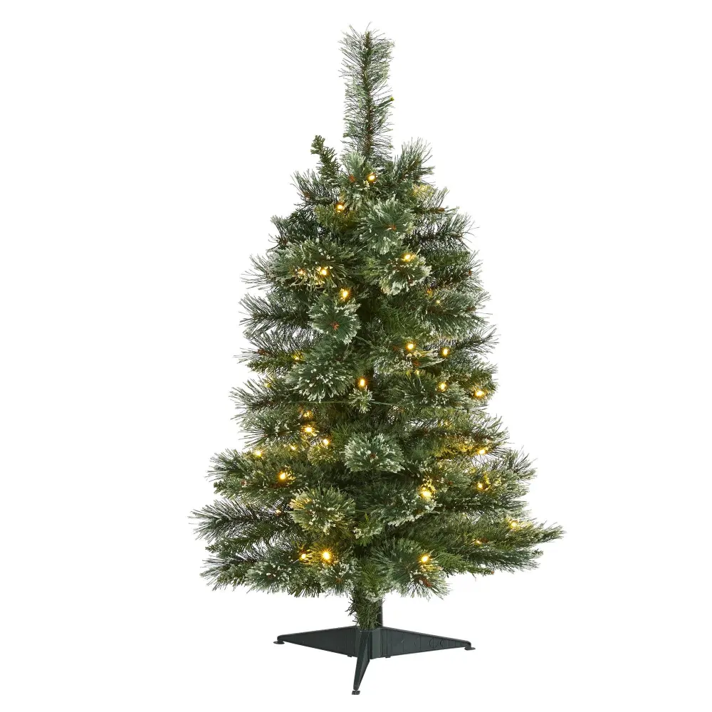 Wisconsin Slim Snow Tip Pine Artificial Christmas Tree with Clear LED Lights